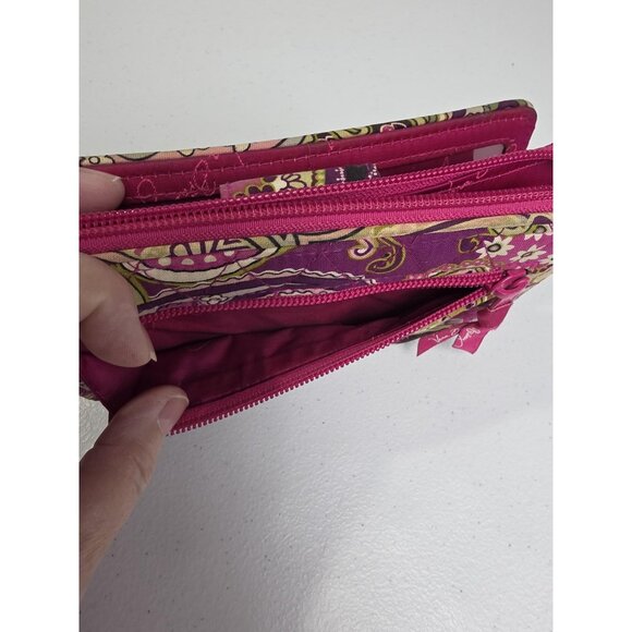 Vera Bradley Wallet Womens Pink Purple Floral Zip Around Organizer Clutch Purse - Picture 7 of 7